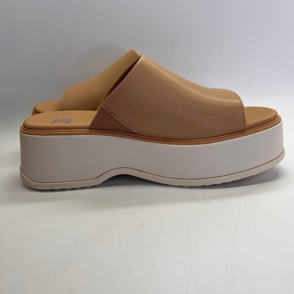 Sorel Dayspring Slide Sandal Size 8.5 Tan Leather Platform Comfort Casual Shoe - Picture 6 of 15